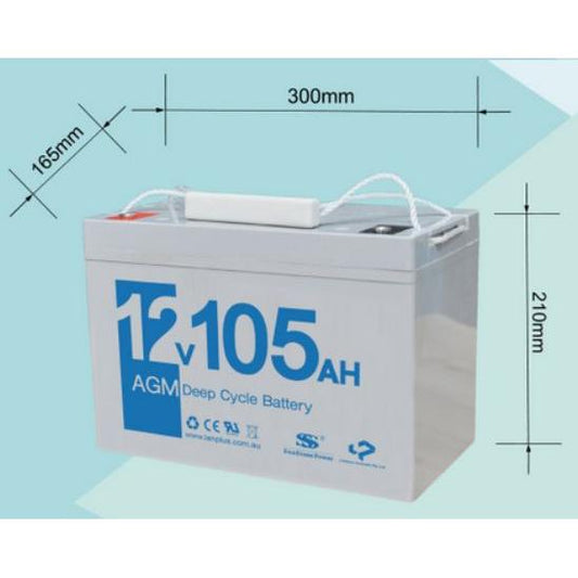 12V 105AH AGM Deep Cycle Rechargeable Battery